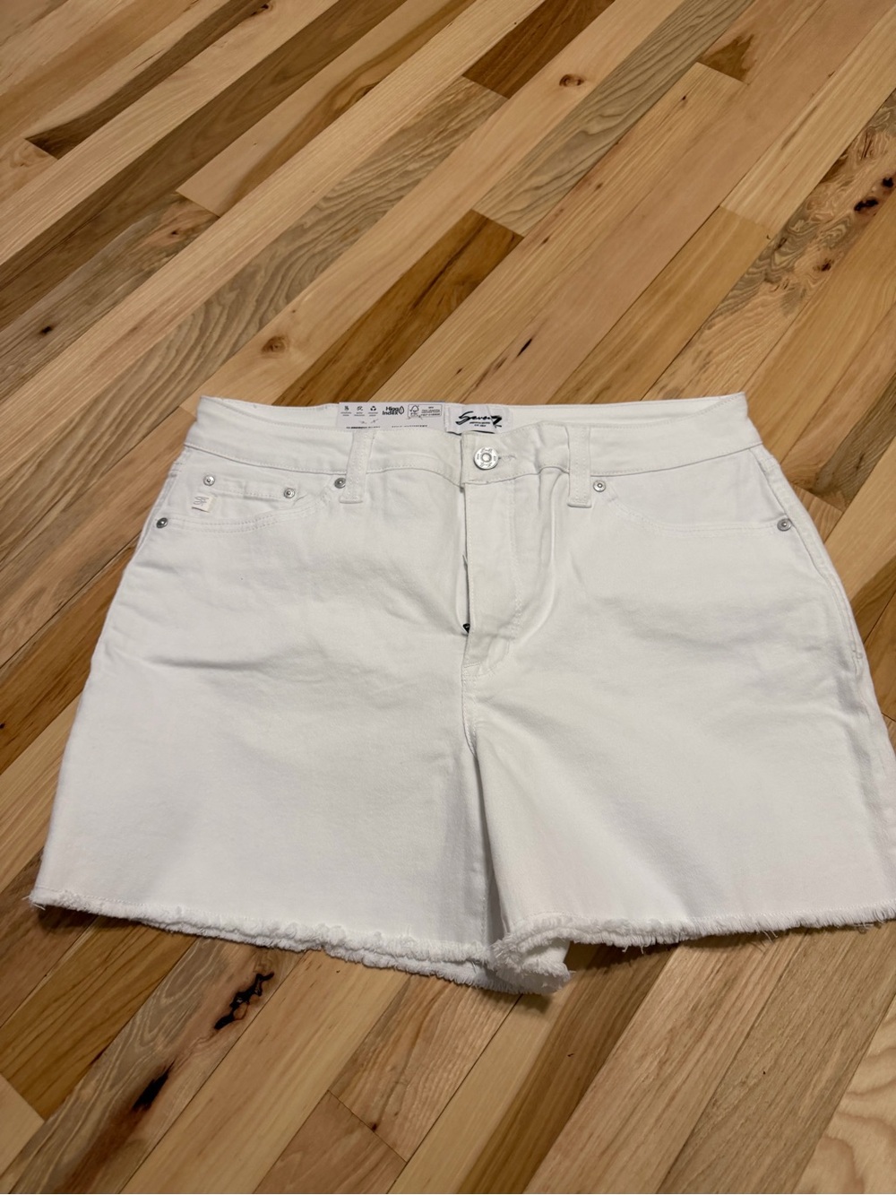 Seven brand White High-Rise Denim Shorts - Womens